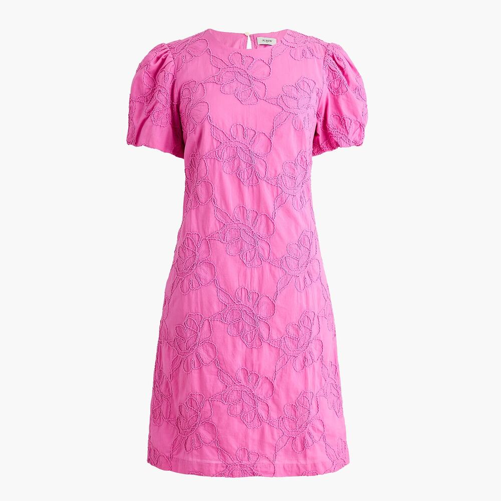 NWT J Crew Factory Embroidered Puff-Sleeve Mini Dress Coquette Pink Size 14 - Picture 4 of 4